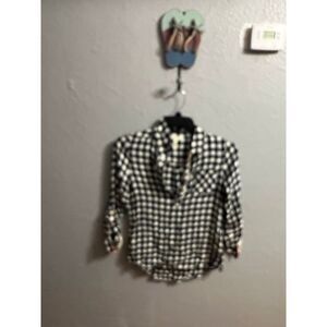 Women's Matilda‎ Jane black& white plaid V-neck shirt size small